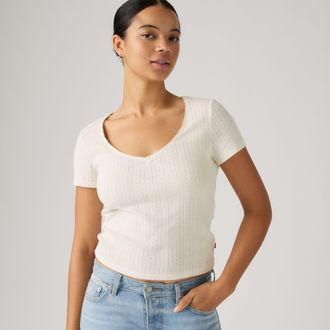 Levi's Sweetie Short Sleeve Top - Womens - XS - White