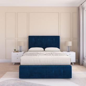 Sloomy Cambridge Divan Bed Set With No drawers & Matching Footboard - Plush Velvet in Navy | Size: Small Single