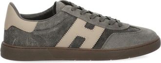 Hogan Grey H Detail Beige Heel Suede Low-Top Sneakers