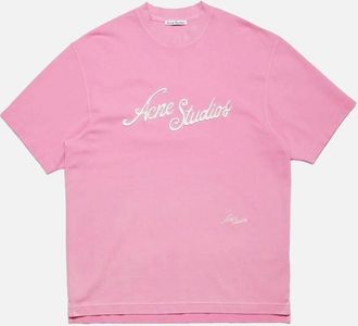 Acne Studios Mens Acne Studios Embroidered Logo T-Shirt in Pink - Size: 42