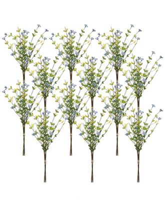 Melrose International Set Of 12 Blue Berry Foliage Spray
