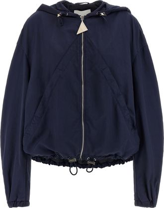 The Attico Blue Hooded Bomber Jacket