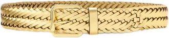 Ralph Lauren Braided Metallic Leather Belt - Dames - Riemen - Geel - M - Leer - Accessoires