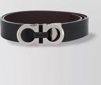 Ferragamo textured leather reversible belt with silver buckle
