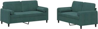 vidaXL Vidaxl - Juego De Sof&aacute;s Con Cojines 2 Piezas Terciopelo Verde Oscuro