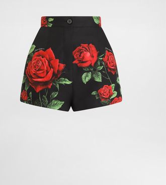 Dolce & Gabbana Rose-print Poplin Shorts - Woman Pants And Shorts Multicolor 36