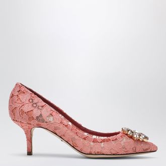 Dolce & Gabbana Bellucci Taormina lace pumps with crystals in peony