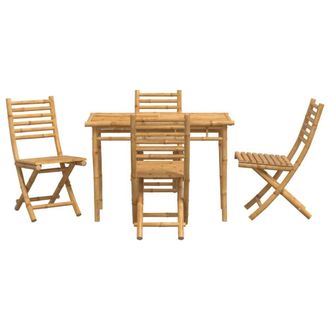Berkfield Home Beautiful 5 Piece Garden Dining Set Bamboo in Brown