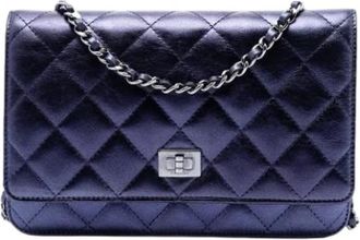 Chanel Pre-owned Wallet on Chain - Dames - Vintage Schoudertas - Blauw - ONE Size - Leer - Vintage