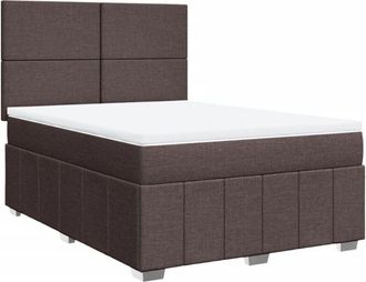 vidaXL Vidaxl - Cama Box Spring Con Colch&oacute;n Tela Marr&oacute;n Oscuro 160x200 Cm
