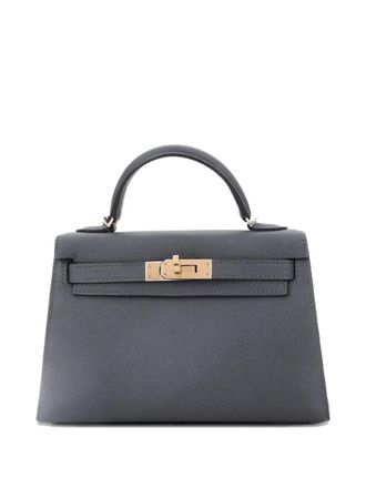 Herm&egrave;s Kelly Mini II Bag Grey Epsom with Permabrass Hardware 20 satchel - women - Calf Leather - One Size