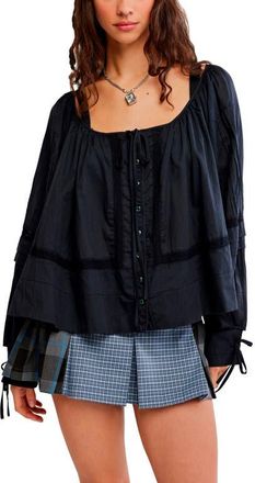 Free People We The Free La Lune Cotton Top in Black at Nordstrom, Size X-Large