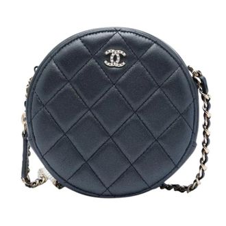 Chanel Pre-owned Quilted Iridescent Lambskin Crossbody Bag - Dames - Pre-owned - Zwart - Maat: ONE Size Leer