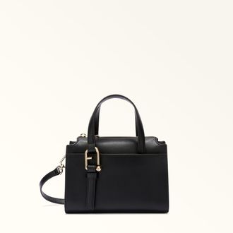 Furla Nuvola Boston Bag Nero Black Claris Lux Calf Leather Woman