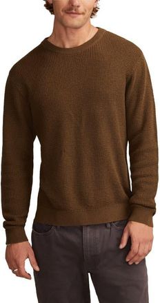 Lucky Brand Waffle Cotton & Linen Crewneck Sweater in Olive Night at Nordstrom, Size Xx-Large
