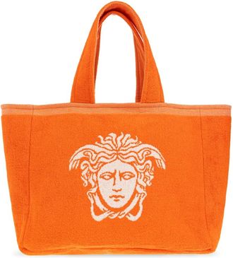 Versace Cotton-Terry Jacquard Tote - unisex - Shoppers - Oranje - ONE Size - Katoen - Tassen