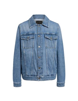 Dondup Medium Blue Wash Denim Jacket with Button-Up Front