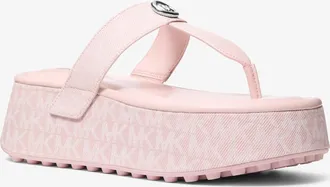 Michael Kors Koya Signature Logo Denim Platform Flip Flop