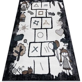 RugsX Rugsx - Alfombra Fun Hop Para Ni&ntilde;os, Rayuela, Animales Negro Black 140x190 Cm