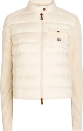 Moncler Quilted Wool and Cashmere-blend Cardigan - Natural - XS (UK 8 / XS)