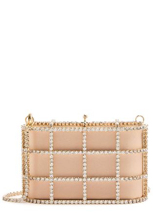 Rosantica Mini Shell Flat Crystal-embellished Satin Clutch - Gold - One Size