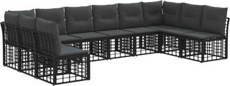 vidaXL Conjunto De Sof&aacute;s De Exterior Negro Poli&eacute;ster Vidaxl