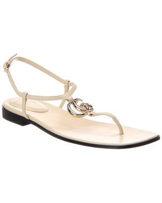 Gucci Gg Logo Leather Sandal