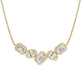 Diamond2Deal 18k Vermeil Plated Silver 3.2 Ct Multi Shape Lab Grown Diamond Pendant Necklace 18