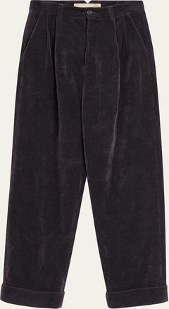 Valentino Garavani Mens Velvet Double-Pleated Pants