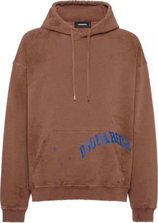 Dsquared2 Dirty Dyed ruimvallende hoodie - Bruin