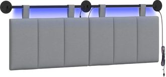 vidaXL Cabecero Colgante Con Luz Led Gris Claro Tela Vidaxl