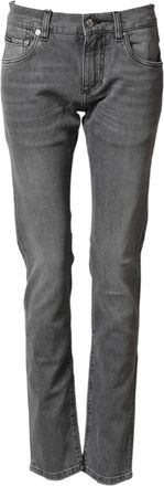 Dolce & Gabbana Mens Gray Cotton Mid Waist Skinny Denim Jeans Co+02 Clothing