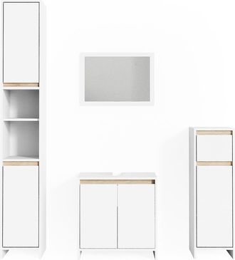 Vicco Conjunto De Muebles De Ba&ntilde;o Emma, Blanco/sonoma, 4 Piezas