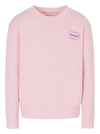 Marni logo-patch crew-neck sweatshirt - Pink
