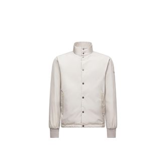 Moncler Lanques Leather-trimmed Short Down Jacket Grey Size 1