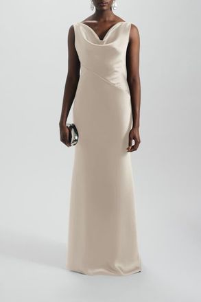 Amsale Bias Cut Cowl Neck Dress in Champagne at Nordstrom, Size 10