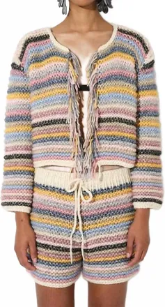 Maiami Cotton Merino Striped Jacket In Multicolor