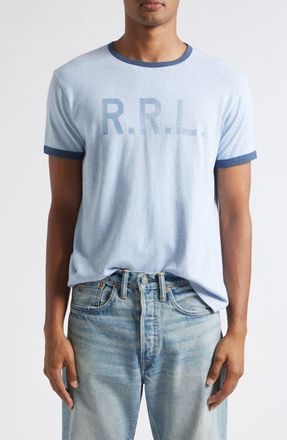 Ralph Lauren Stencil Logo Ringer T-Shirt in Light Blue Heather at Nordstrom, Size Medium