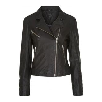 Notyz Biker Jacket W. Big Zippers - Dames - Leren en Su&egrave;de Jassen - Zwart - 2XL - Leer - Jassen