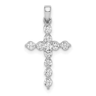 Diamond2Deal 14K White Gold Lab Grown Diamond Cross Pendant (0.38ct, VS, G-H)