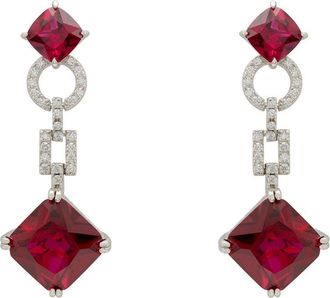 Latelita London Noor Ruby Drop Earrings Silver