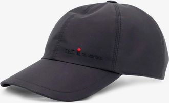Kiton Mens Nylon Hat With Embroidered Logo Black