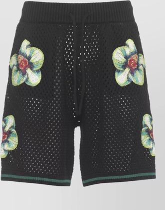 Casablanca cotton bermuda shorts perforated orchid embroidery