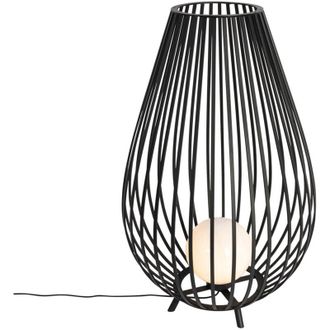 QAZQA Design Floor Lamp Black with Opal 110 cm - Angela