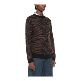 P.A.R.O.S.H. P.a.r.o.s.h. - Zebra Print Fuzzy Knit Sweater - Dames - Truien - Veelkleurig - Maat: XS Wol
