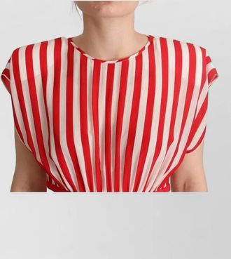 Dolce & Gabbana silk striped short-sleeve knee-length dress