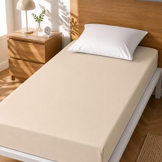 KASANOVA Lenzuolo singolo con angoli elasticizzati cotone beige