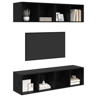 Berkfield Home Wall TV Cabinet 4 pcs Black oak 37 x 37 x 72 cm Engineered wood