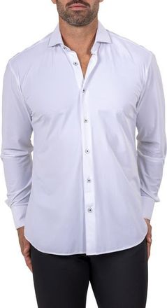 Maceoo Eins Shaped Fit Marthy3008 White Knit Button-Up Shirt at Nordstrom, Size 4