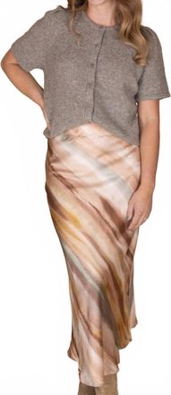 Merci Lila Satin Midi Skirt In Ombre